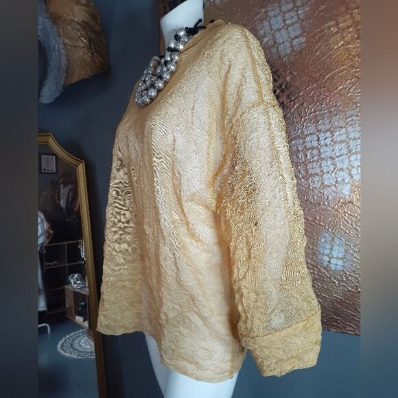 NWT Zara Elegant Gold Sheer Women's Top - Picture 11 of 16